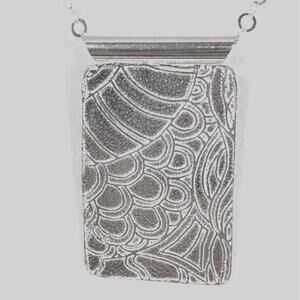 Sterling silver hand etched pendant 1.75 "x 1 1/8"SF chain 18" Signed